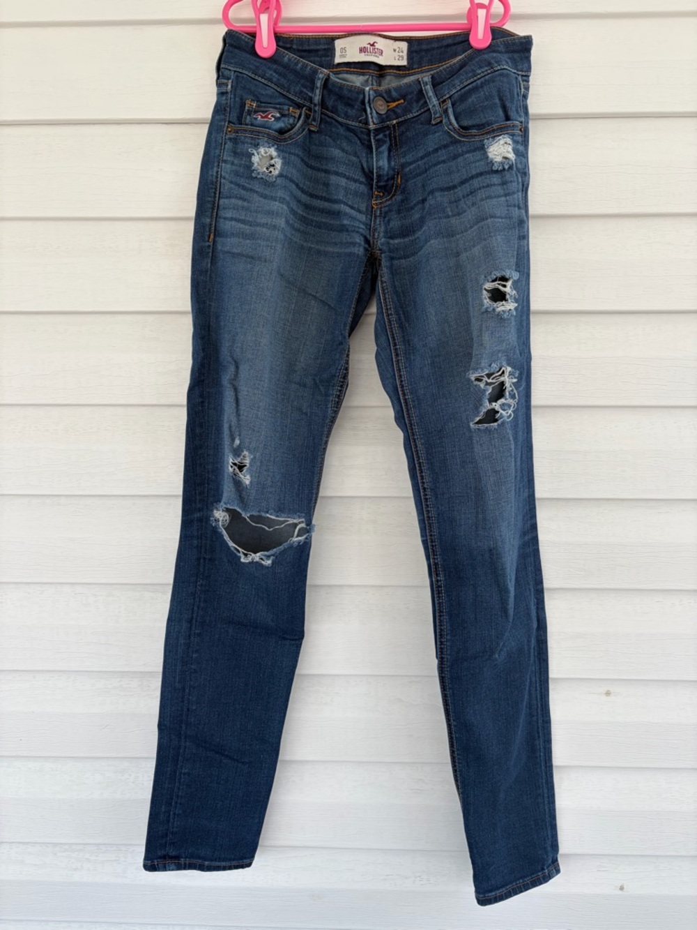 Hollister Navy Distressed Skinny Jeans